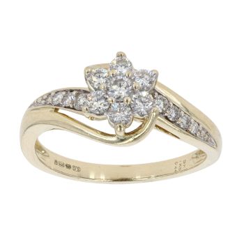 9ct Yellow Gold 0.44ct Diamond Twist Cluster Ring