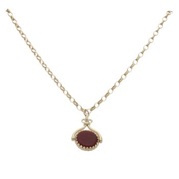 9ct Yellow Gold Two Stone FOB Pendant And Chain 20"