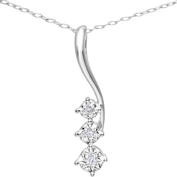 9ct White Gold Diamond Trilogy Pendant Necklace