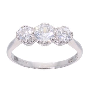 18ct White Gold 1.00ct Diamond Trilogy Ring
