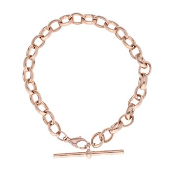9ct Rose Gold Plain Belcher T-Bar Bracelet 8"
