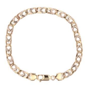 9ct Yellow And White Gold Arrow Head Curb Bracelet 7.5"