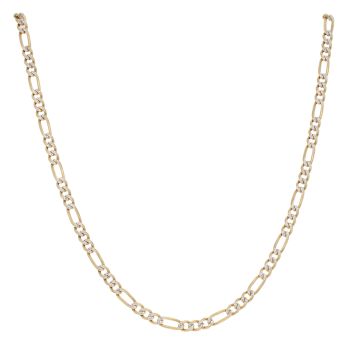 9ct Yellow And White Gold Figaro Chain 28"