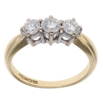 18ct Yellow Gold 0.75ct Brilliant Cut Diamond Trilogy Ring