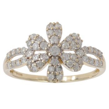 9ct Yellow Gold 0.35ct Brilliant Cut Diamond Cluster Ring