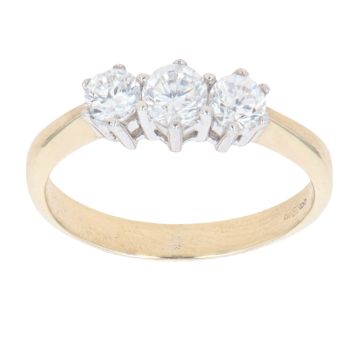 9ct Yellow Gold Cubic Zirconia Three Stone Ring