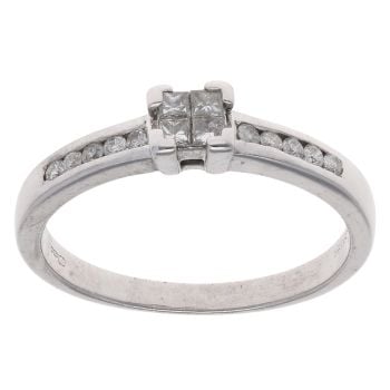 18ct White Gold 0.30ct Princess Cut Diamond Cluster Ring