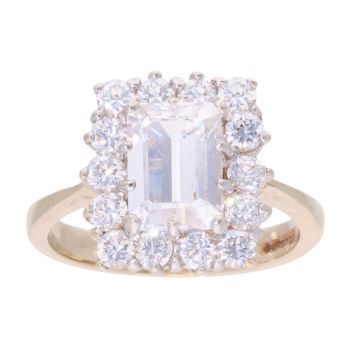9ct Yellow Gold Cubic Zirconia Cluster Ring
