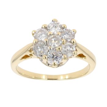18ct Yellow Gold 1.00ct Brilliant Cut Diamond Cluster Ring