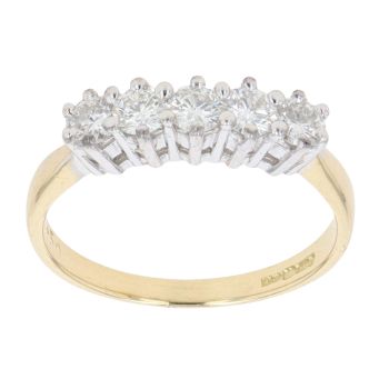 18ct Yellow Gold 0.50ct Brilliant Cut Diamond Five Stone Ring