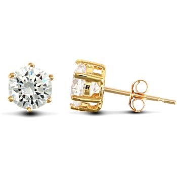 9ct Yellow Gold Cubic Zirconia Claw Set Stud Earrings