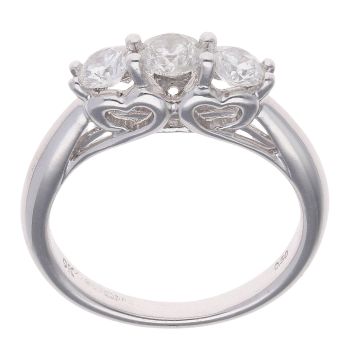 9ct White Gold 0.50ct Brilliant Cut Diamond Trilogy Ring