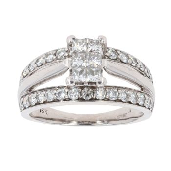 18ct White Gold 1.00ct Diamond Cluster Ring