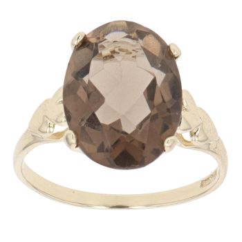9ct Yellow Gold Smoky Quartz Solitaire Ring