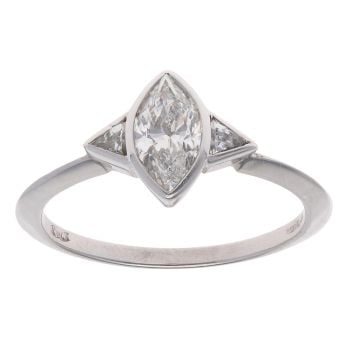 18ct White Gold 0.95ct Marquise And Trillion Cut Diamond Solitaire Ring