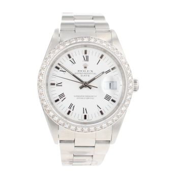 Rolex Custom Oyster Perpetual Date Pre Owned Watch Ref 15210