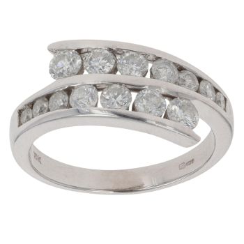 18ct White Gold 1.00ct Brilliant Cut Diamond Crossover Ring