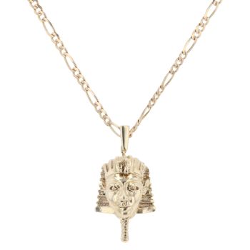9ct Yellow Gold Egyptian Pharaoh Pendant And Chain 24"