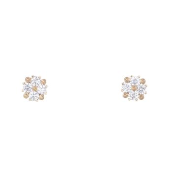 9ct Yellow Gold Cubic Zirconia Cluster Stud Earrings