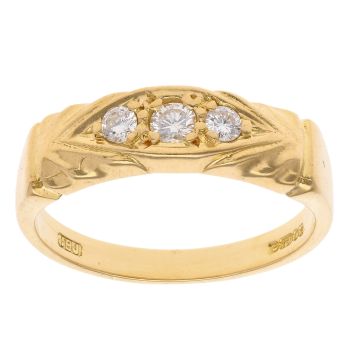 18ct Yellow Gold 0.20ct Diamond Trilogy Ring
