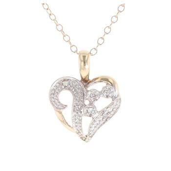 9ct Yellow Gold 0.05ct Diamond Heart Pendant and Chain 20"