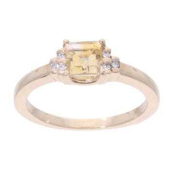 9ct Yellow Gold Created Citrine And Diamond Stone Set Ring