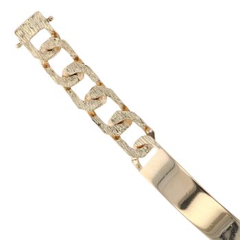 9ct Yellow Gold Textured Curb ID Bracelet 7"