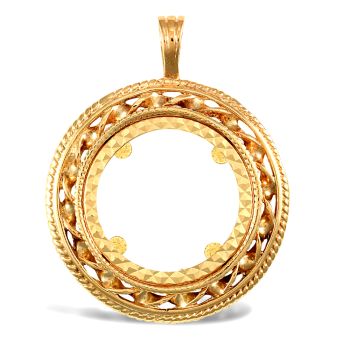9ct Yellow Gold Full Sovereign Pendant Mount - Rope and Twist