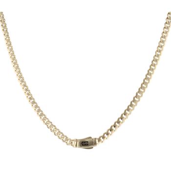 14ct Yellow Gold Monaco Classic Plain Lock Curb Chain 18"