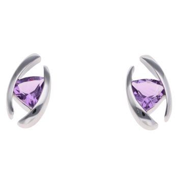925 Sterling Silver Amethyst Fancy Stud Earrings
