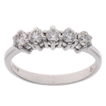 18ct White Gold Brilliant Cut 0.50ct Diamond Five Stone Ring