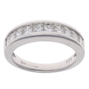 18ct White Gold 1.04ct Princess Cut Diamond Half Eternity Ring