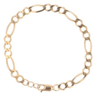 9ct Yellow Gold Figaro Bracelet 8"