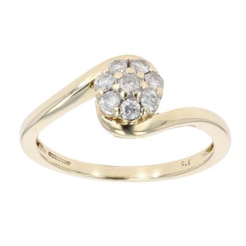 9ct Yellow Gold 0.20ct Diamond Cluster Ring
