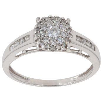 9ct White Gold 0.35ct Brilliant Cut Diamond Cluster Ring