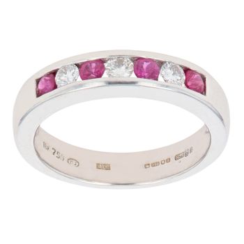 18ct White Gold Ruby and Diamond 0.20ct Diamond Eternity Ring