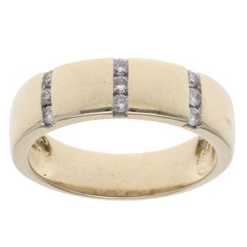 9ct Yellow Gold 0.20ct Diamond Three Row Fancy Ring