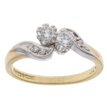 18ct Yellow Gold 0.30ct Brilliant Cut Diamond Two Stone Ring