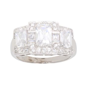 9ct White Gold Cubic Zirconia Cluster Ring