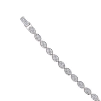 Silver Cubic Zirconia Pave Oval 6.5" Bracelet by Icesia