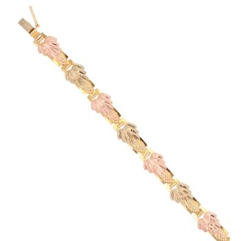 9ct Yellow And Rose Gold Leaf Patterned 7"