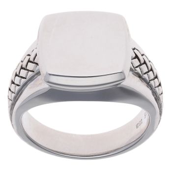 Silver Square Signet Ring by Icesia