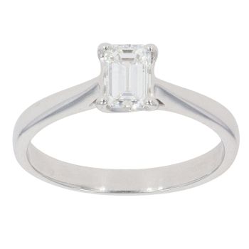 18ct White Gold 0.50ct Emerald Cut Diamond Solitaire Ring