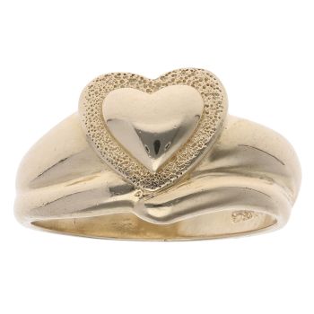 9ct Yellow Gold Heart Textured Ring