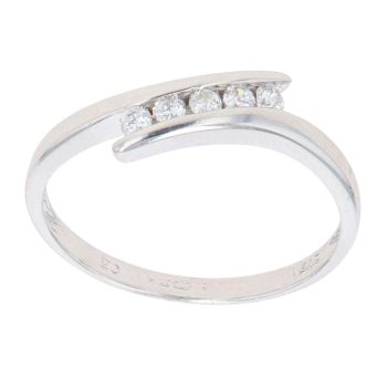 9ct White Gold Cubic Zirconia Five Stone Twist Ring