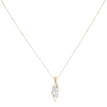 18ct Yellow Gold 0.50ct Brilliant Cut Diamond Trilogy Pendant And Chain 18"