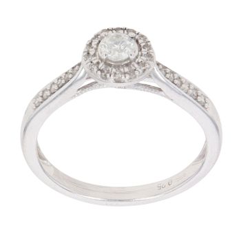 9ct White Gold 0.25ct Brilliant Cut Diamond Cluster Ring