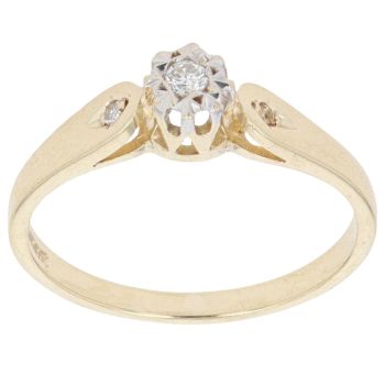 9ct Yellow Gold 0.05ct Diamond Solitaire Ring