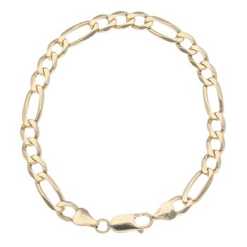 9ct Yellow Gold Figaro Bracelet 7.5"