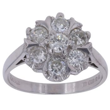 18ct White Gold 1.20ct Brilliant Cut Diamond Cluster Ring